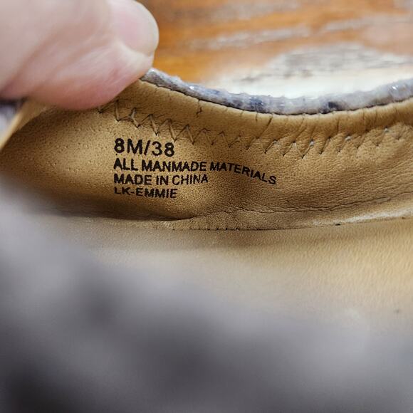 Lucky Brand Emmie Faux Leather Snakeskin Print Ballet Flats Cream Gray Tan 8 - Picture 5 of 7